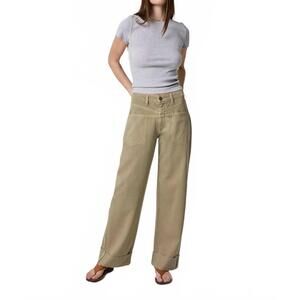 NEW EDYSON vincent high rise cuffed wide leg jeans in moss